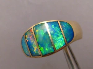 Großer Opal Ring, massiv 14 Karat Gelbgold, Größe 10 3/4, Brillantfarbe!! - Bild 1 von 12