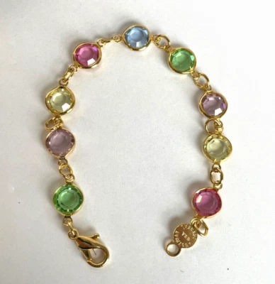 Austrian Crystal- Multi Color Crystal Link Bracelet- Made in USA - Image 1 of 3