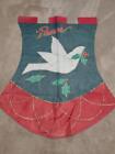 Vtg Dove Of Peace Yard Flag 30" X 40" Embroidered Nylon Xmas Red Green Gold Bird