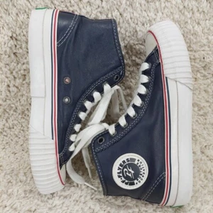 PF Flyers Hi Top Sneakers Women's Size 5.5, Navy Blue Leather, Lace Up Shoes. - Picture 1 of 8