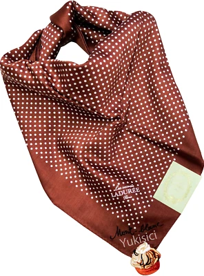 Pañuelo de algodón Laduree Paris lunares parche Mont-blanc marrón y blanco 50 cm Foto 1 de 4