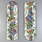 Paar Vintage Französisch Porzellan Tür Druck Fingerplatten Blumen signiert Paris