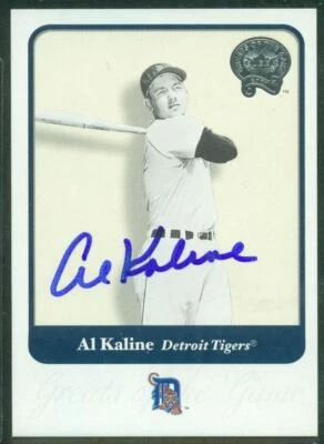 101, autógrafo original, Al Kaline HOF, 2001 Fleer Greats, #117, Tigres Foto 1 de 3
