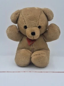 Vintage Dakin Kuschelbär hellbraun 1979 Stofftier 14 Zoll Plüsch rote Fliege Teddybär   - Bild 1 von 15