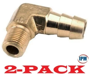 2-PACK! 1/4" Hose Barb x 1/4" Male NPT Brass 90° Elbow 4HB-4MNPT-90 (IPM) NEW! - Picture 1 of 3
