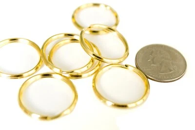 LOTE AL POR MAYOR 100 LLAVEROS 24mm 1" Anillo Dividido Acabado DORADO para Llave - Resistente Foto 1 de 4