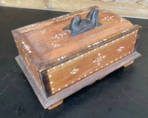 23x 16 cm Holz Schmuck Kiste Schatulle Box Kästchen Schnitzerei PerlmutTeak - Bild 1 von 5