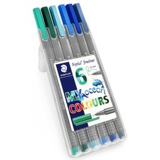 Staedtler Triplus Fineliner Plumas -0.3mm-Océano Colores - Cartera de 6