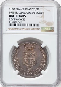 Germany - Brunswick 1800 George III 2/3 Taler - NGC UNC Details - SUPERB & PQ - Picture 1 of 2