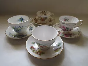 Lote de 4 juegos de tazas de té y platillos Royal Vale, Regency, Rosina - Imagen 1 de 21