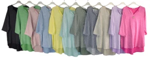 Cotton Linen Blend Summer Striped Top Lightweight Women's Oversized Cotton Top. - Picture 1 of 31