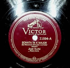 Jose Iturbi Sonata In A Major Mozart Piano Solo Victor 11594 12" 78 Record V+ - Picture 1 of 2