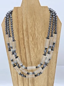 Chico’s HARPER geschichtete Perlenkette klar Acryl Rotguss & Kristallperlen 18 - Bild 1 von 10