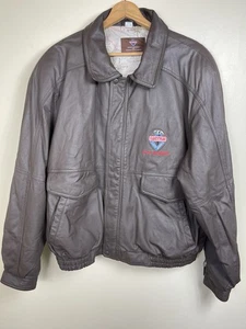 Handyman Club Member Herren 2XL Jacke braun Leder Kragen Reißverschlusstaschen Log - Bild 1 von 21