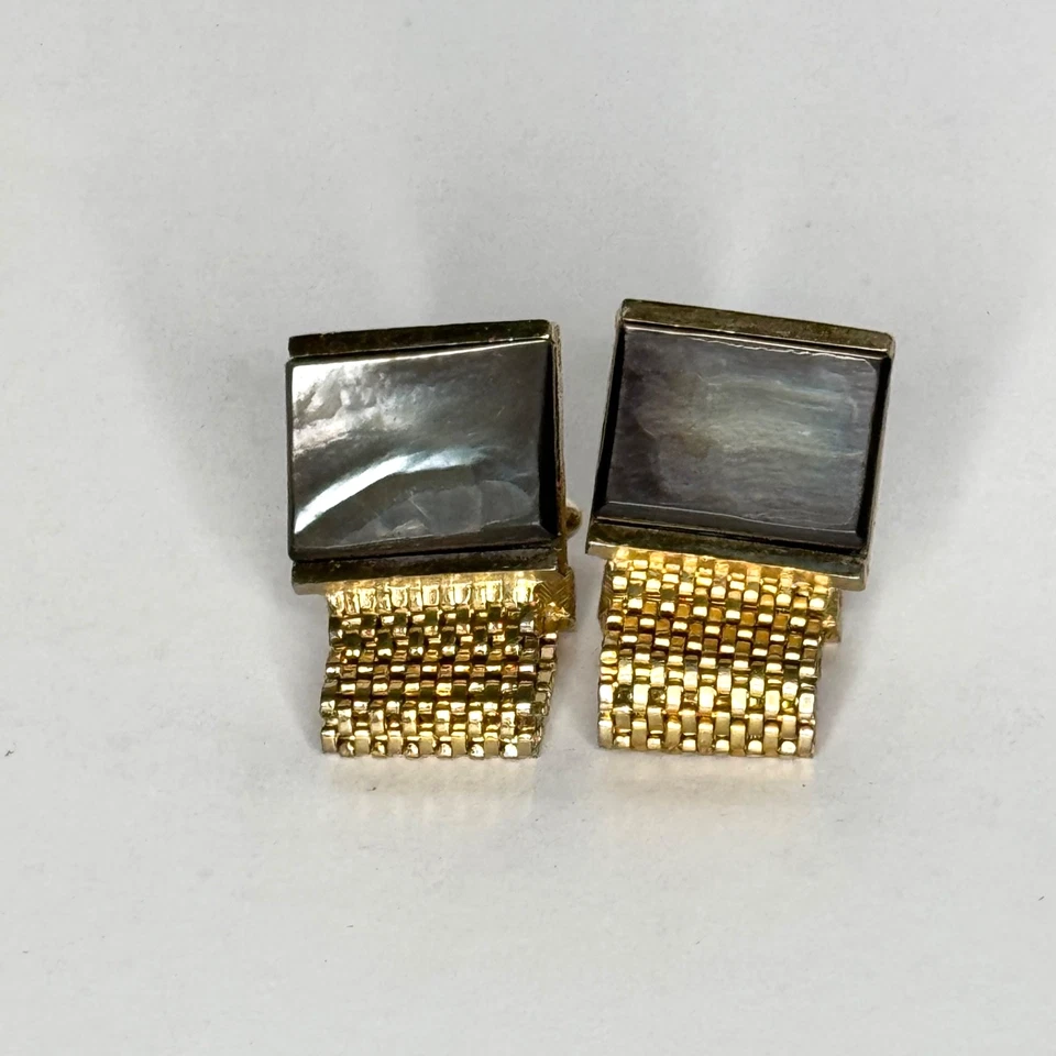 Pulseira de relógio vintage Swank grande madrepéra envolvente tom dourado - Imagem 1 de 4