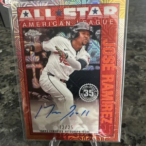 2025 Topps Series 2 Jose Ramirez 90 AllStar Chrome Mojo Refractor Red Auto /25 - Bild 1 von 11