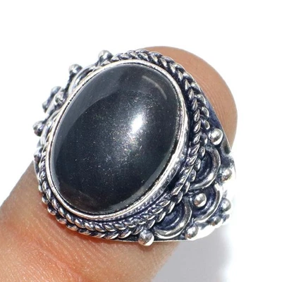 Anello Hot Deal onice nera placcato argento 925 US 9 gioielli squisiti GW - Immagine 1 di 3