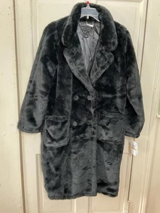 Jou Jou black faux fur long coat, size Small  - Picture 1 of 10
