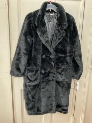 Jou Jou black faux fur long coat, size Small  - Image 1 of 4