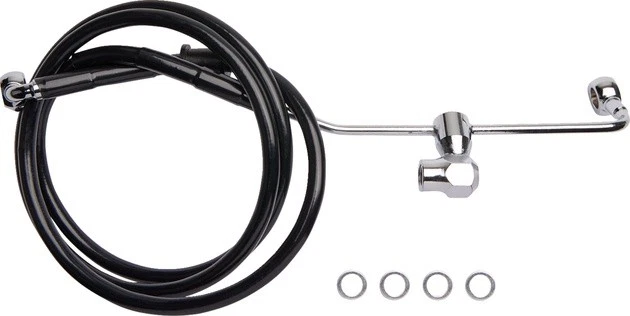 Drag Specialties Rear Non-ABS Brake Line Black #264553 Harley Davidson - Image 1 of 1