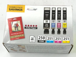 Canon Ink Cartridges Black Color PGI-250/CLI-251 Combo Pack w/Photo Paper - Picture 1 of 3