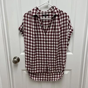 Madewell Central Shirt In Gingham Plaid Size XS Oversized Red White - Picture 1 of 4