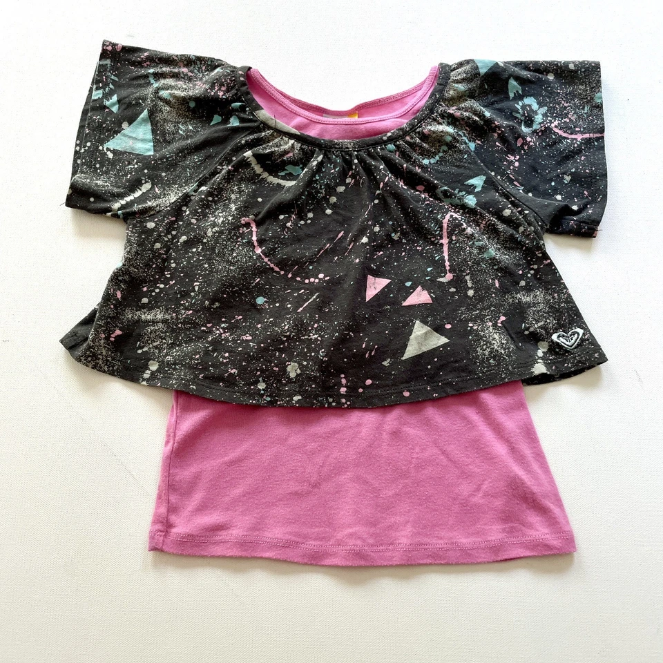 Vestido Roxy Niñas Adolescentes Wahine 2T Capas Pintura Salpicaduras Años 80 Gráfico Niño Pequeño  Foto 1 de 4