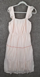 Lauren Conrad Midi Dress Womens L Pale Pink Flutter Sleeve Layered Boho Festival - Picture 1 of 12