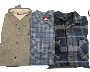 Lote de 3 camisas grandes para hombre Quicksilver Vans Volcom manga larga con botones - Imagen 1 de 6