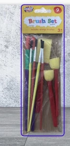 9pc kids Brush set art sponge Crafts Craft Paintbrush Arts Child Fun Toys - Picture 1 of 4