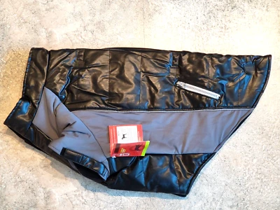 Dog It ~ black/gray leather look dog coat jacket sz XL Boxer Dalmation Shar-Pei - Image 1 of 4