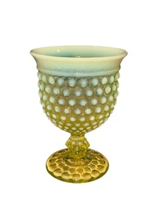 Copa opalescente topacio vaselina Hobnail de vidrio imperial - Imagen 1 de 4