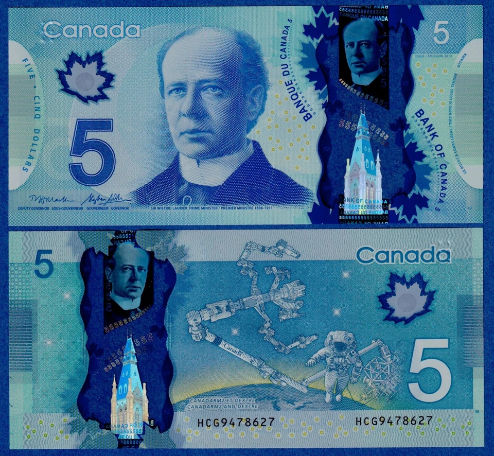 Canada $5 (2013) P106b " Macklem &  Poloz "- UNC POLYMER NOTE - PREFIX HCG  - Image 1 of 1