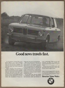 1969 BMW Sedan Car Vintage Print Ad Good News Travels Fast Bavarian Motor Works - Bild 1 von 6