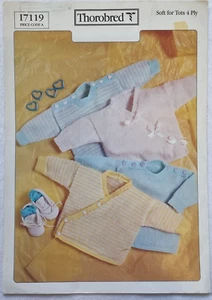 Thorobred 17119 Babies Sweater and Cross Over Cardigan Knitting Pattern - VGC - Picture 1 of 2