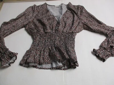 Womens BB Dakota v-neck spotted long sleeve blouse sz s - Image 1 of 4