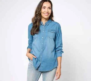 Camisa Grande Belle Kim Gravel XL Denim Elastizada Yugo Curvo A609990 - Imagen 1 de 6