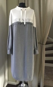 Monari~Damen Strick Kleid~Gr. 42~Grau/Weiß~98% Baumwolle - Bild 1 von 9