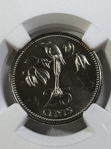 1976-FM Belize 25 Cents Graded MS 64 Matte by NGC - Picture 1 of 4