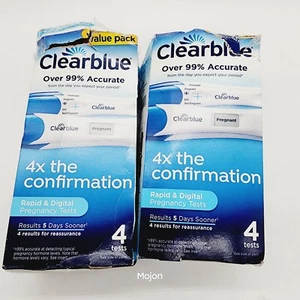 *Lot Of 2 Clear Blue Pregnancy Test Rapid & Digital,8 Total Exp 2/26 Torn Boxtop