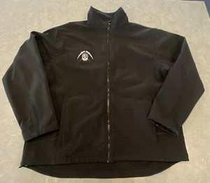 Red Kap Men's Deluxe Soft Shell Jacket Skull Mining Hat Crossed Pick Axes XL Blk - Picture 1 of 19
