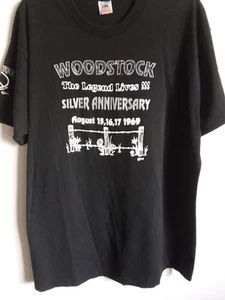 XL Woodstock schwarz Baumwolle T-Shirt 15-16-17, 1969 Konzert weiß Print Unisex - Bild 1 von 3