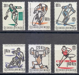 Czechoslovakia 1963 MNH Mi 1377-1382 Sc 1150-1155 Table tennis, Bicyclist ** - Picture 1 of 2