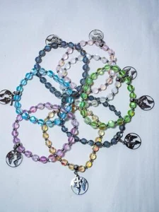 CYNTHIA LYNN "LIGHT OF THE WORLD" SILVER AURA QUARTZ CROSS BRACELET - 8 CLRS - Picture 1 of 9