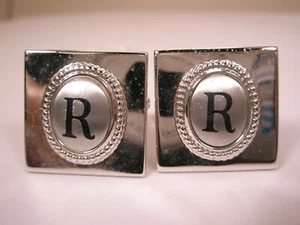 R Monogram Initial Letter Vintage SHIELDS Cuff Links roger robert rory rip - Picture 1 of 8