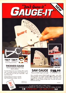 Gauge-It Thickness Gauge Saw Gauge Dallas TX Workshop Tool Vintage Print Ad 1992 - Picture 1 of 4