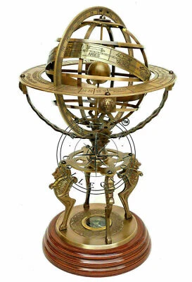 18" Solid Brass Armillary Sphere Vintage Astrolabe Globe Nautical Decor Gift - Image 1 of 4