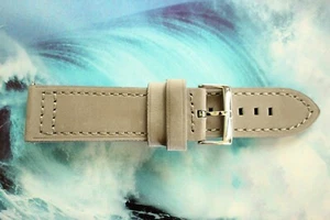 NEW SILVER BUCKLE 24MM GRAY SUEDED CALF QR WATCHBAND WATCH BAND STRAP FOR OMEGA - Picture 1 of 5