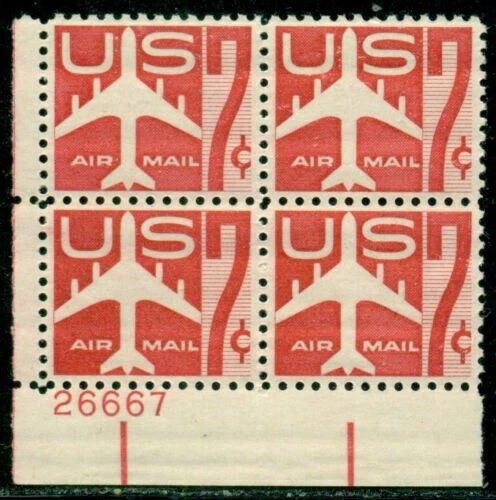 ALLY'S STAMPS US Plate Block Scott #C60 7c Jet Silhouette [4] - MNH F/VF STK - Image 1 of 1