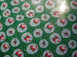 Christmas Holiday Fabric Santa Reindeer 2009 Jessica Flick 45” x 38” Glitter - Picture 1 of 3